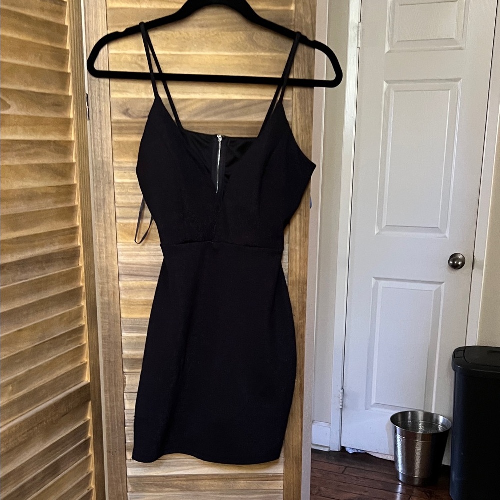 Chic Black Mini Dress with Spaghetti Straps